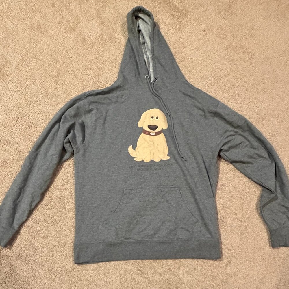 REDBUBBLE DOUG FROM UP GRAY HOODED SWEATSHIRT ADULT XL